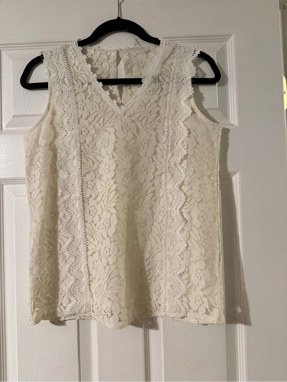 Ivory Lace Dress or Top with Scalloped Trim